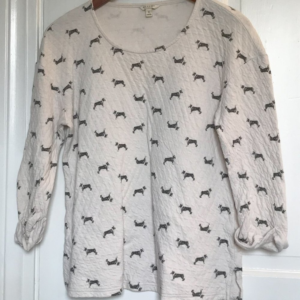 Boston Terrier Mid-Sleeve Shirt, Sonoma Life+Style, Size S